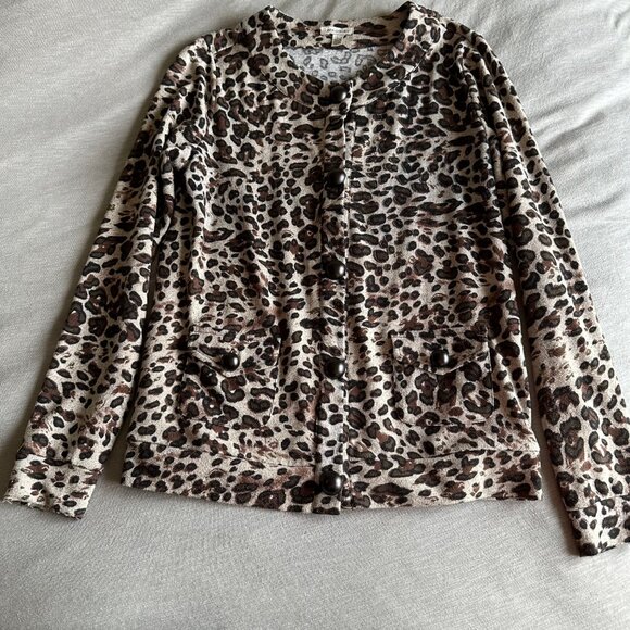 LIKE NEW Linea Domani Leopard Print Cardigan - Picture 1 of 5